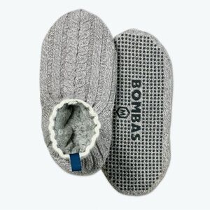 Bombas Gripper Slipper Gray Knit House Slippers Size L NWT